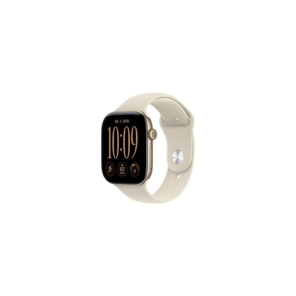 Apple Watch Series 12 (2026) GPS 46mm Light Gold Aluminium Case med Sand Sport Band S/M