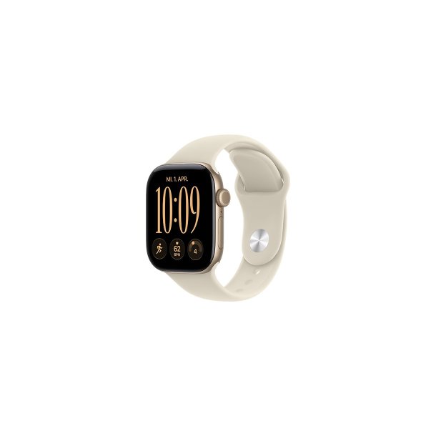 Apple Watch Series 12 (2026) 5G 42mm Light Gold Aluminium Case med Sand Sport Band S/M