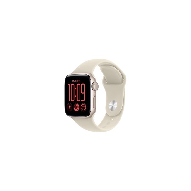 Apple Watch SE 3 (2026) GPS 40mm Starlight Aluminium Case med Sand Sport Band S/M