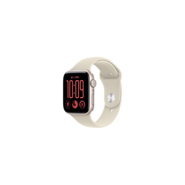 Apple Watch SE 3 (2026) GPS 44mm Starlight Aluminium Case med Sand Sport Band M/L