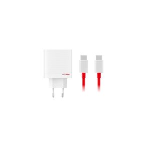 OnePlus 80W Dual Ports SUPERVOOC Adapter USB-C + USB-A med USB-C-kabel White