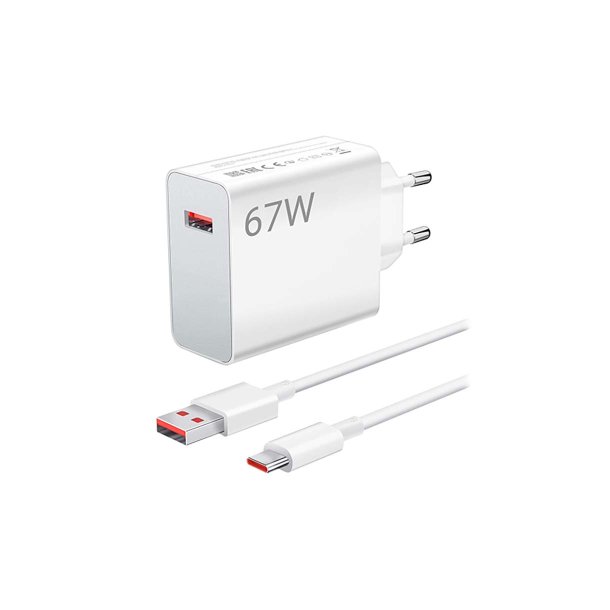 Xiaomi 67W USB-A Hurtigoplader (inkl. kabel) Hvid