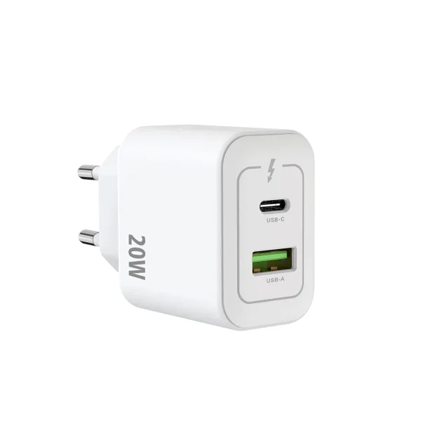  Rixus Dual-Port Oplader 20W Hvid | USB-A og USB-C