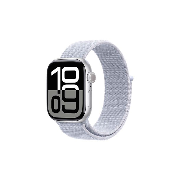 Apple Watch Series 10 GPS 42mm Silver Aluminium Case med Sport Loop Blue Cloud